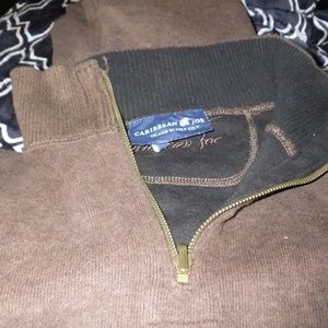 Caribbean Joe XL brown 1/4-zip cotton